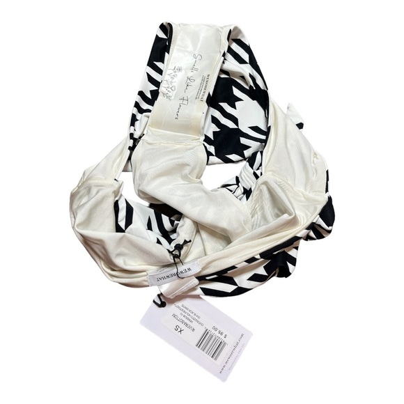 NWT WeWoreWhat Black White Houndstooth Bikini Claudia Top Riviera Bottom XS - Picture 11 of 13